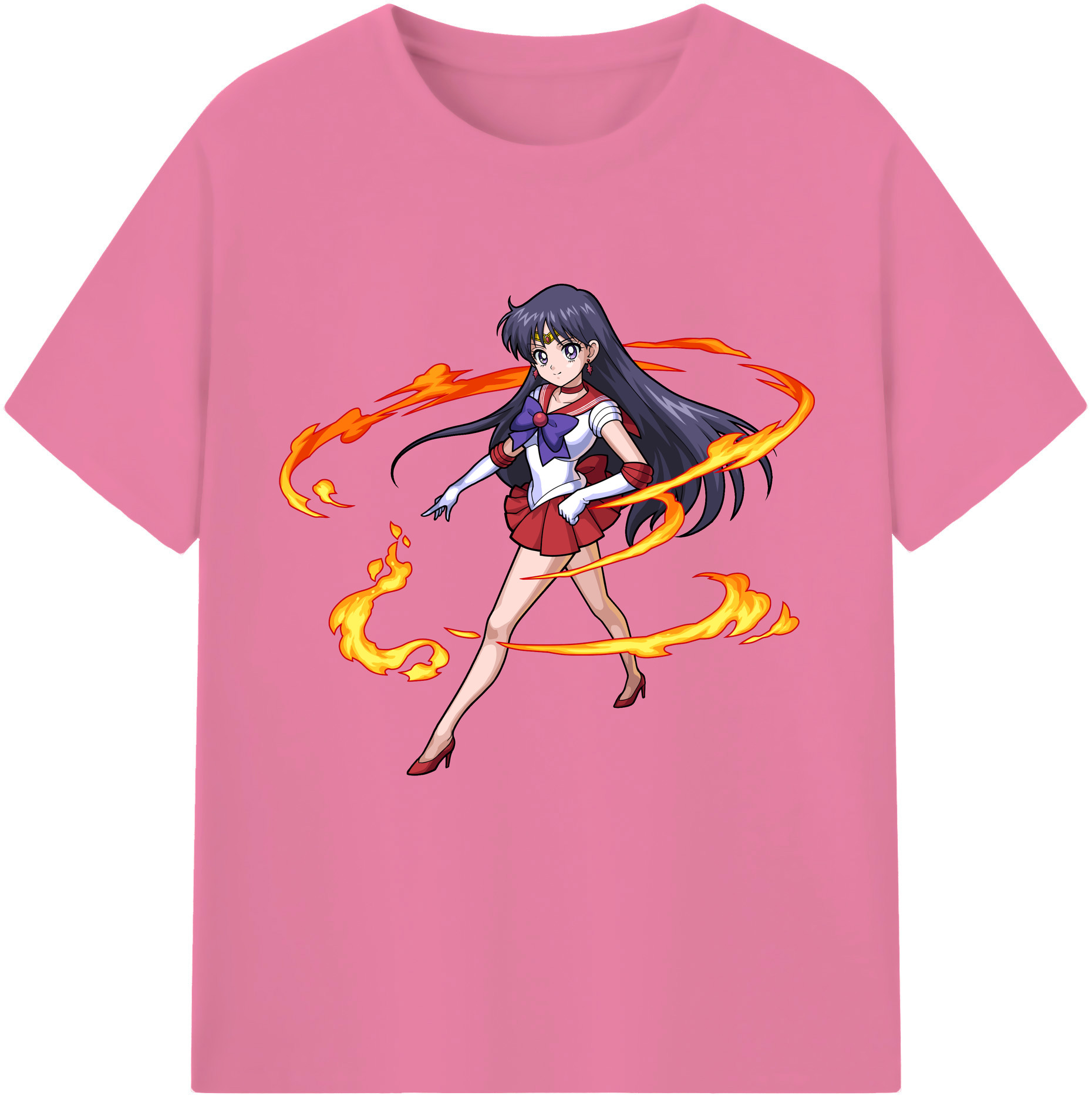 （画像用） 美少女戦士セーラームーン 火野レイ ひの レイ Sailor Moon Hino Rei （セーラーマーズ,Sailor Mars） 綿100％半袖Tシャツ（フロントプリント）